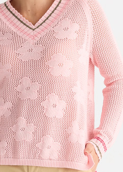 Z & P Floral Pointelle Vee - Blush