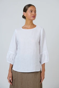 Naturals Linen Top - White