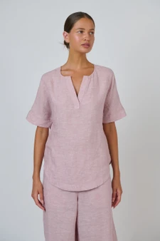 Naturals Linen Top - Radish