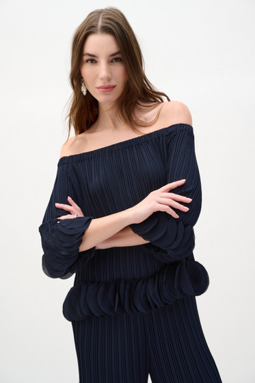 Joseph Ribkoff Georgette Off Shoulder Pleated Top