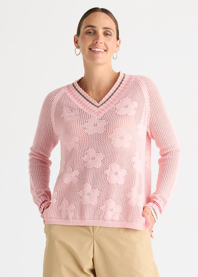 Z & P Floral Pointelle Vee - Blush