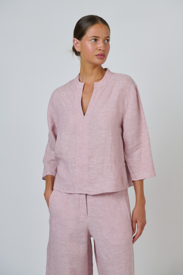Naturals Linen Top - Radish