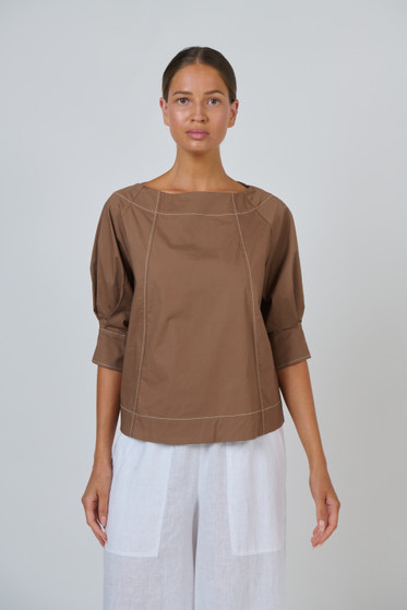 Naturals Poplin Top - Cookie