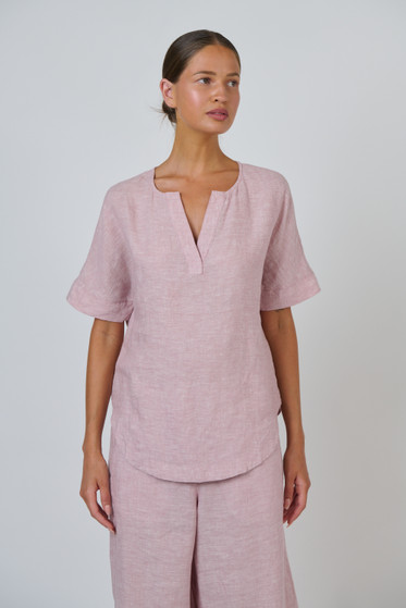 Naturals Linen Top - Radish