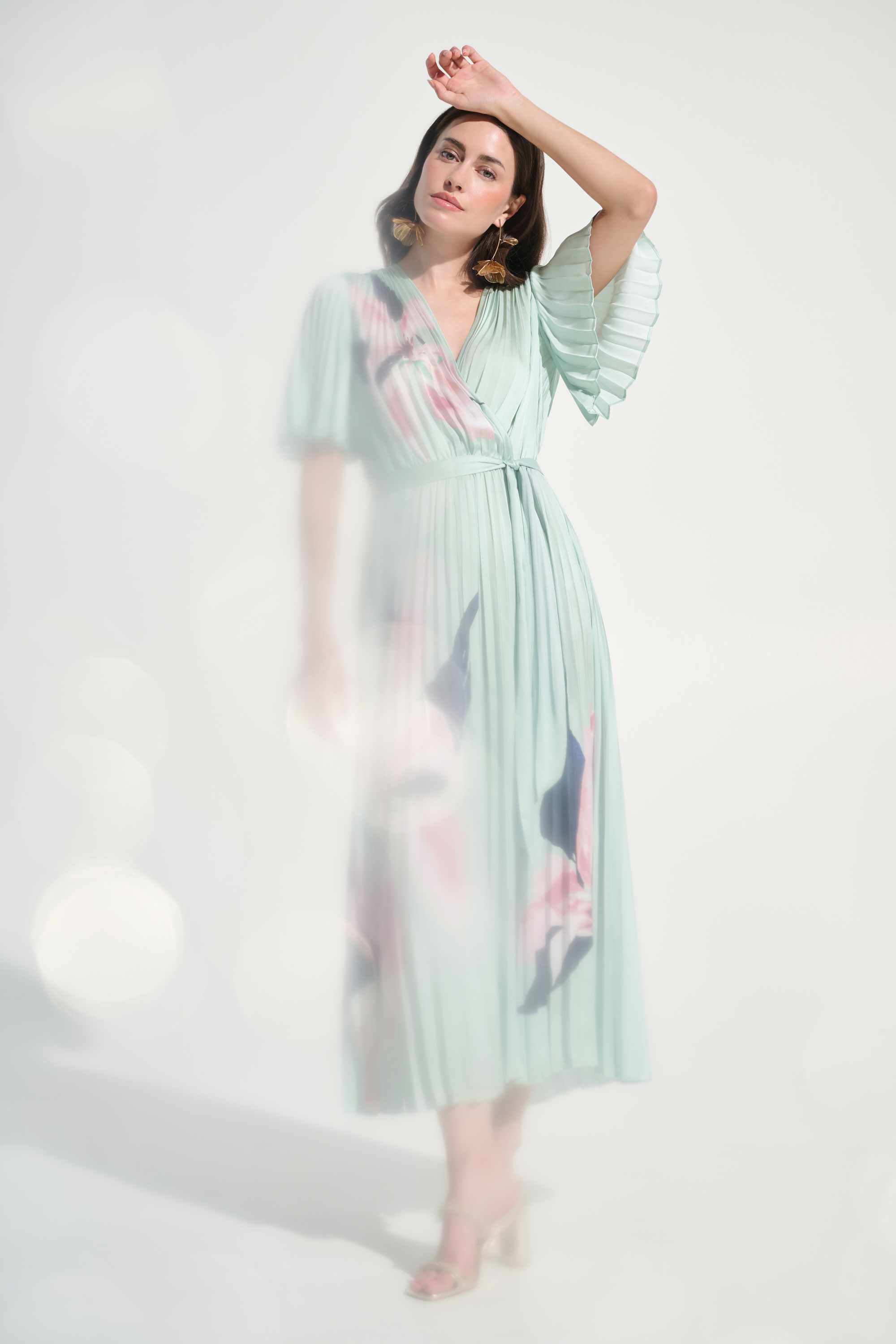 Joseph Ribkoff Signature Satin Floral Print Fit and Flare Dress