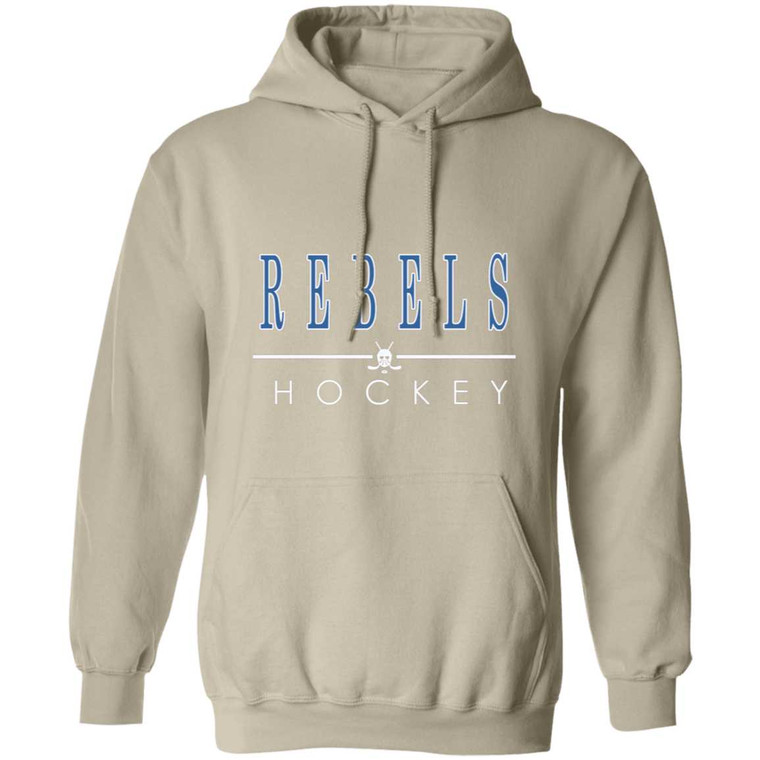 REBELS Century Sports HOCKEY Hoodie - Royal Blue Logo in 14 Tee Colors Century Sports Series 38