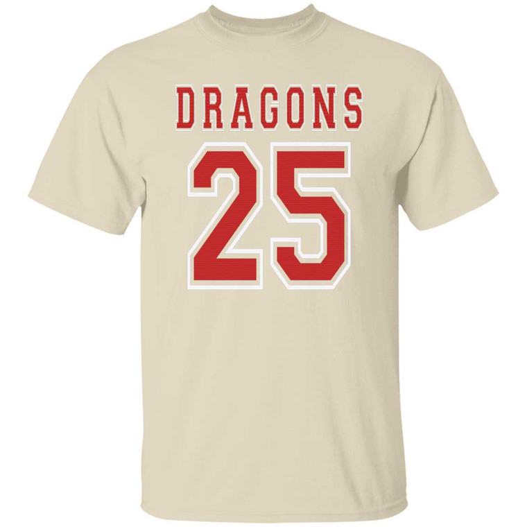 DRAGONS #25 (Style #F) Team Shirt - Red/Wht in 14 Team Colors T-Shirts 24