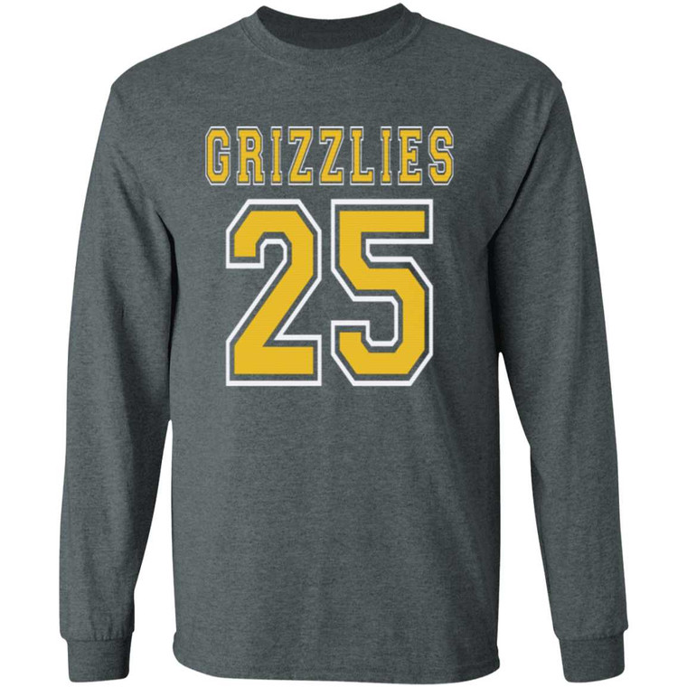 GRIZZLIES #25 (Style #F) Team Shirt (LS) - Varsity Gold/Wht in 14 Team Colors T-Shirts 26