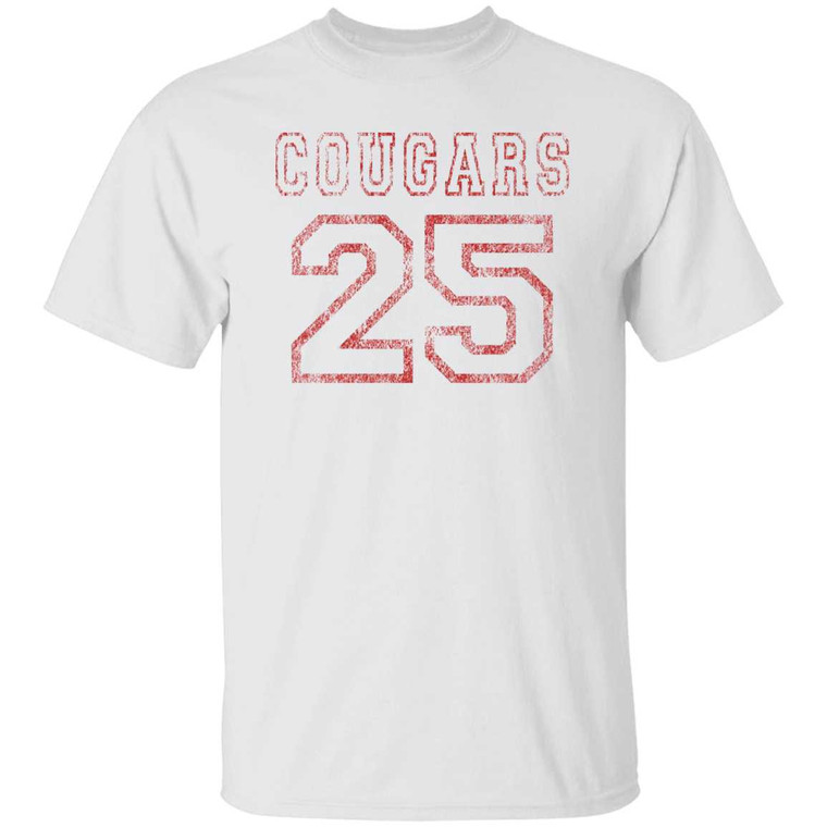 T-Shirts | COUGARS #25 T-Shirt (Style #H)(Red) - 14 Team Colors | Mascots, Etc.