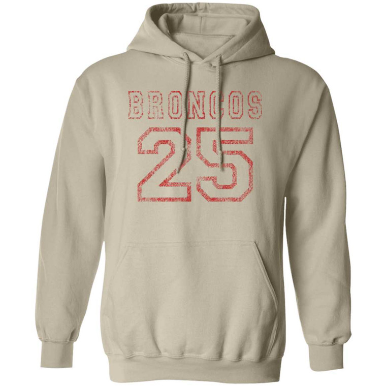 BRONCOS #25 (Style #H) Team Number Hoodie (Red) - 15 Team Colors Hoodies 34