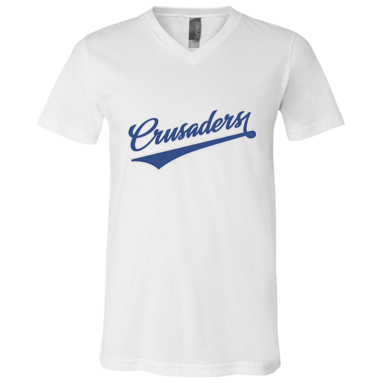 T-Shirts | CRUSADERS Baseball Logo V-Neck Jersey Tee - Royal Blue Logo/ 5 Team Colors | Mascots, Etc.