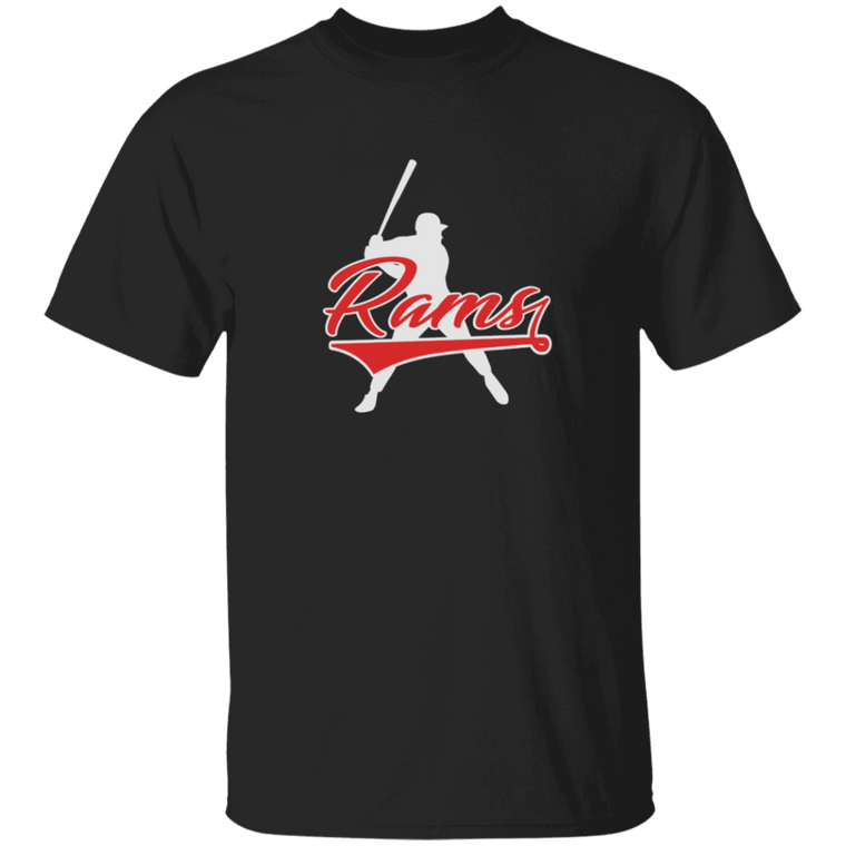 RAMS BATTER-UP Jumbo Baseball Graphic Tee - Red logo in 12 Tee Colors