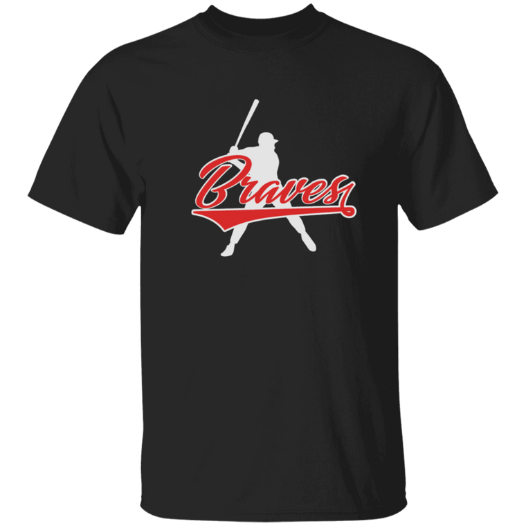 BRAVES BATTER-UP Jumbo Baseball Graphic Tee - Red logo in 12 Tee Colors