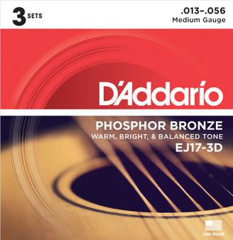 D'Addario Phosphor Bronze 13-56 Triple Pack