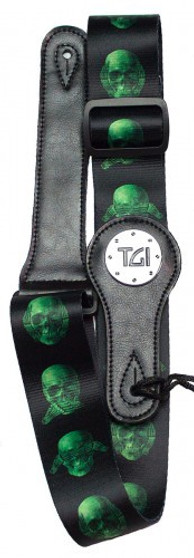 TGI Guitar Strap Skull Green