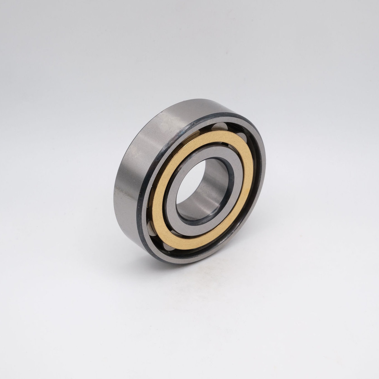 N211EM Cylindrical Roller Bearing Brass Cage 55x100x21 Angled View