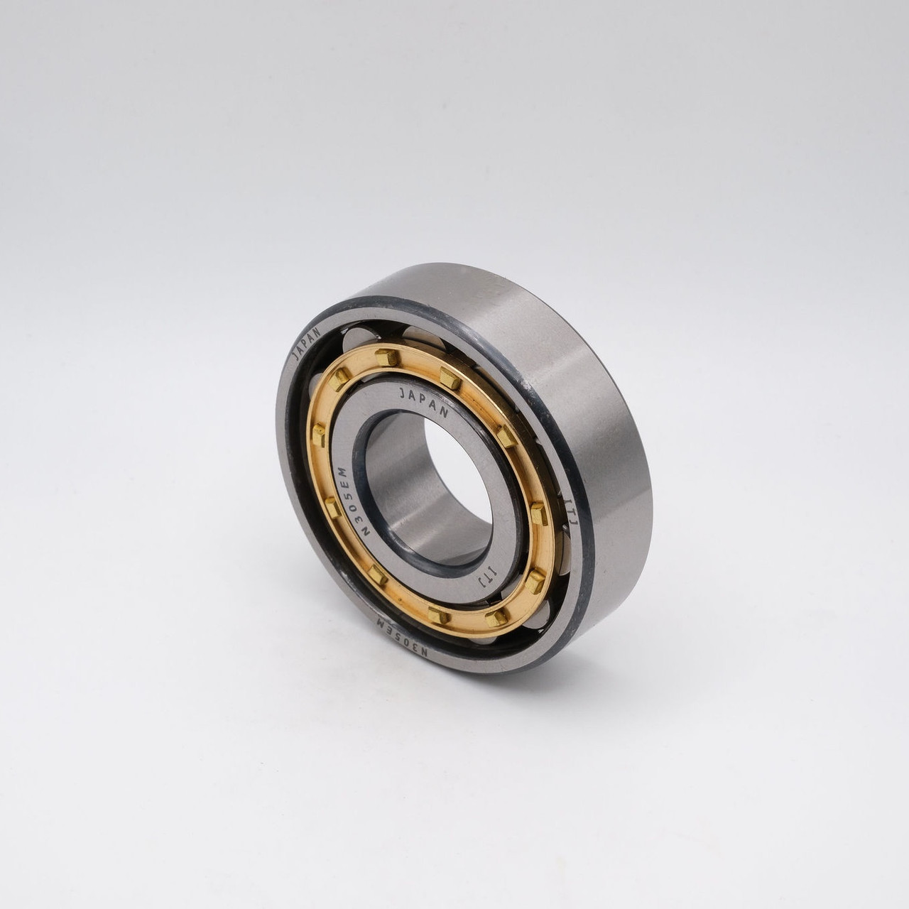 N310EM Cylindrical Roller Bearing Brass Cage 50x110x27 Angled View