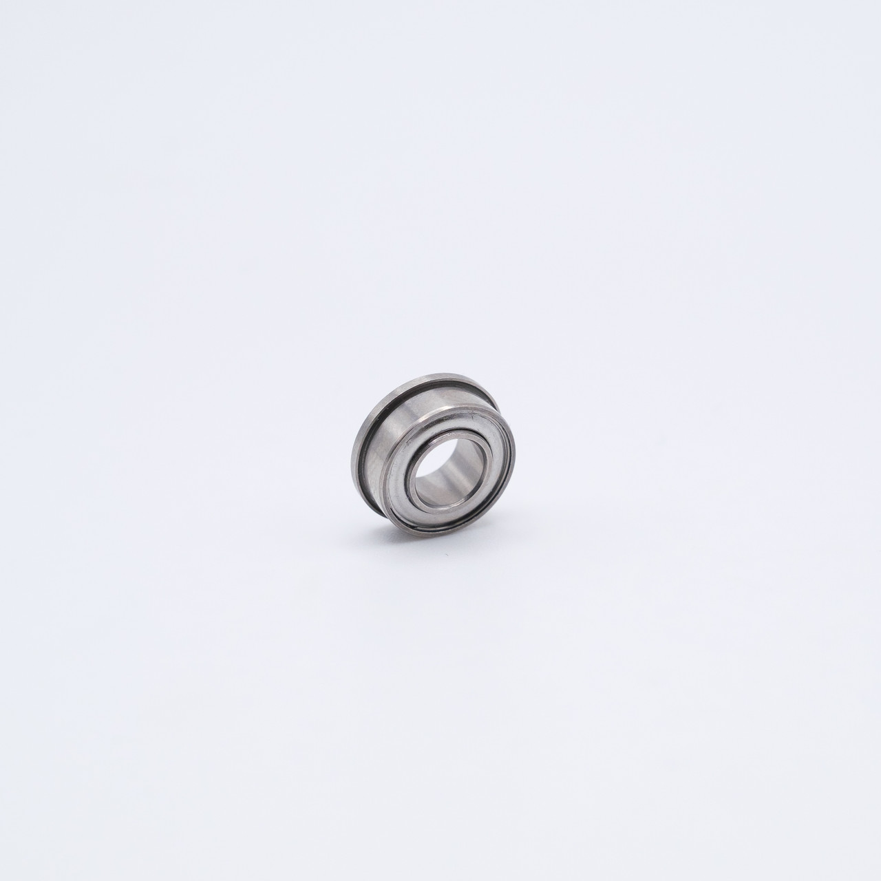 SFR144-ZZEE Stainless Steel Flanged Miniature Ball Bearing 1/8x1/4x7/64 Angled View