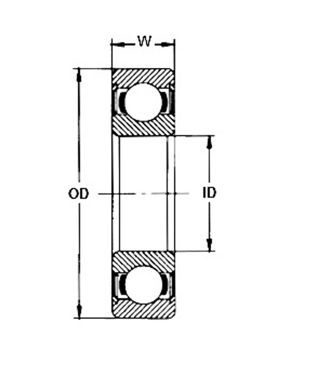 6205-2RS-1 Ball Bearing 1" Bore Diagram