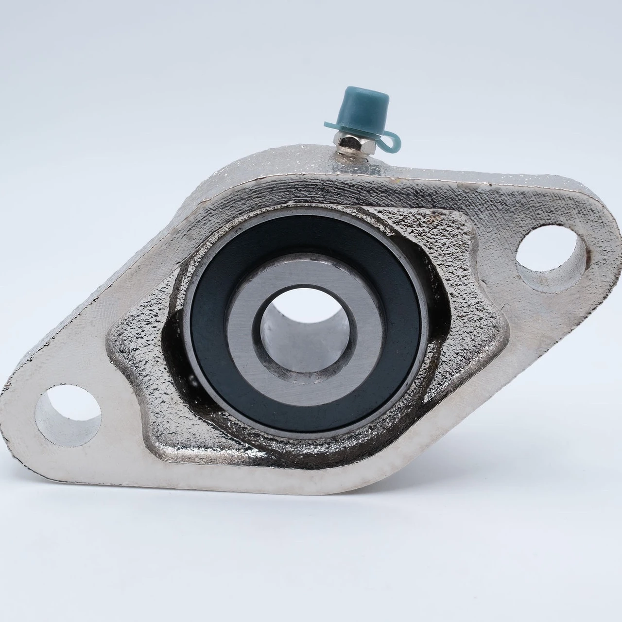 SUCNFL208-24 Nickel Plated Oval 2-Bolt Flange 1-1/2" Shaft Back View