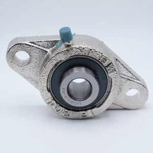 SUCNFL208-24 Nickel Plated Oval 2-Bolt Flange 1-1/2" Shaft Front View
