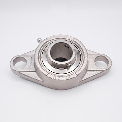 SUCSFL207-23 Stainless Steel 2 Bolt Oval Flange w/ Set Screw Bearing