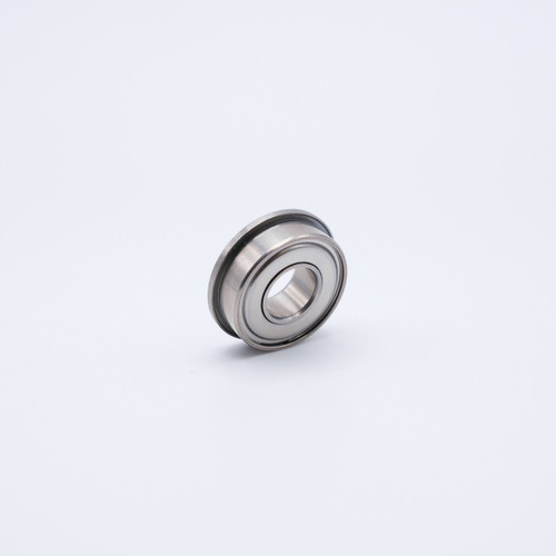 SFR4-ZZABEC3 Stainless Steel Flange Miniature Extended Ball Bearing 1/4x5/8x13/64 Left Angled View