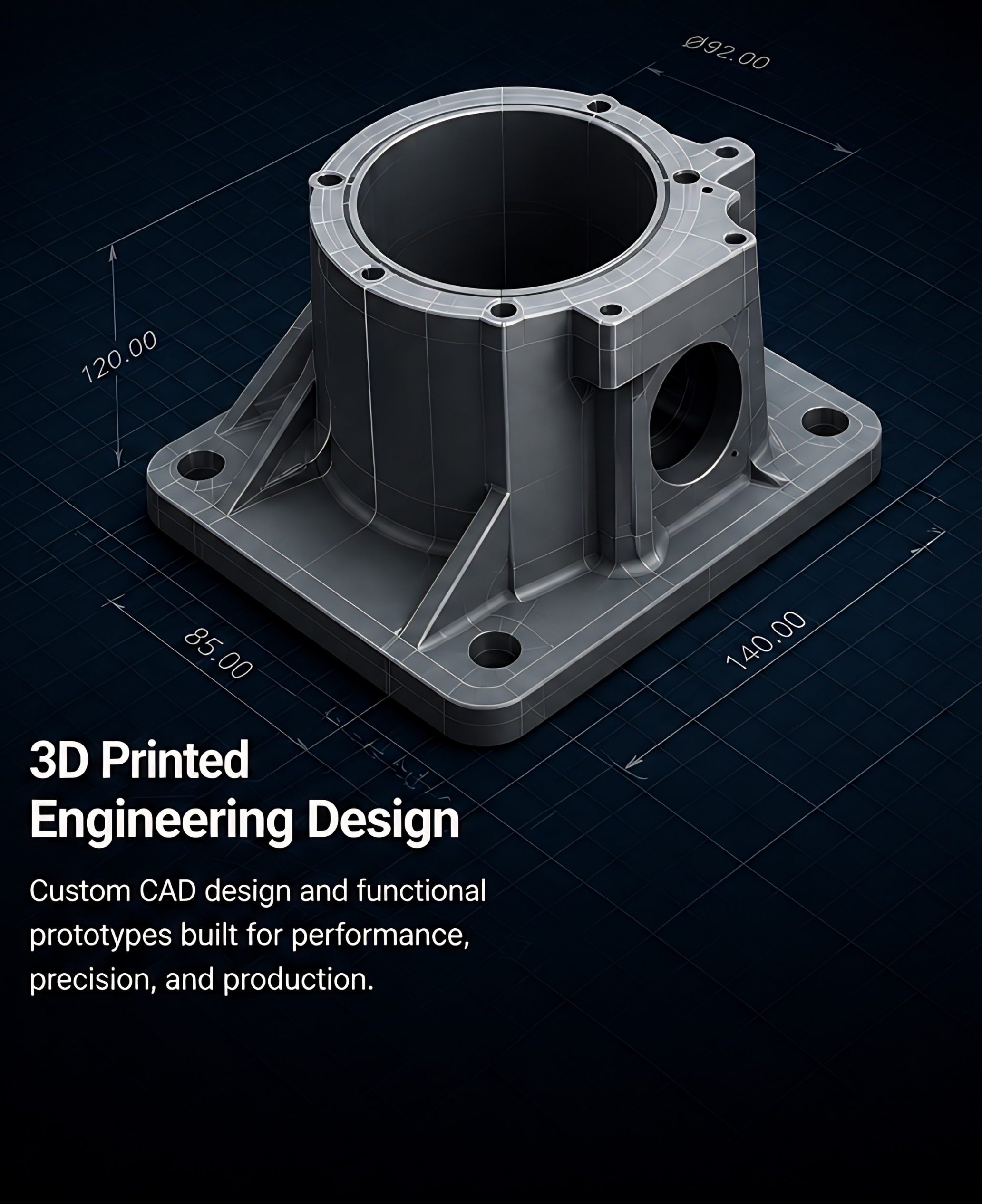 CAD render of custom plastic component