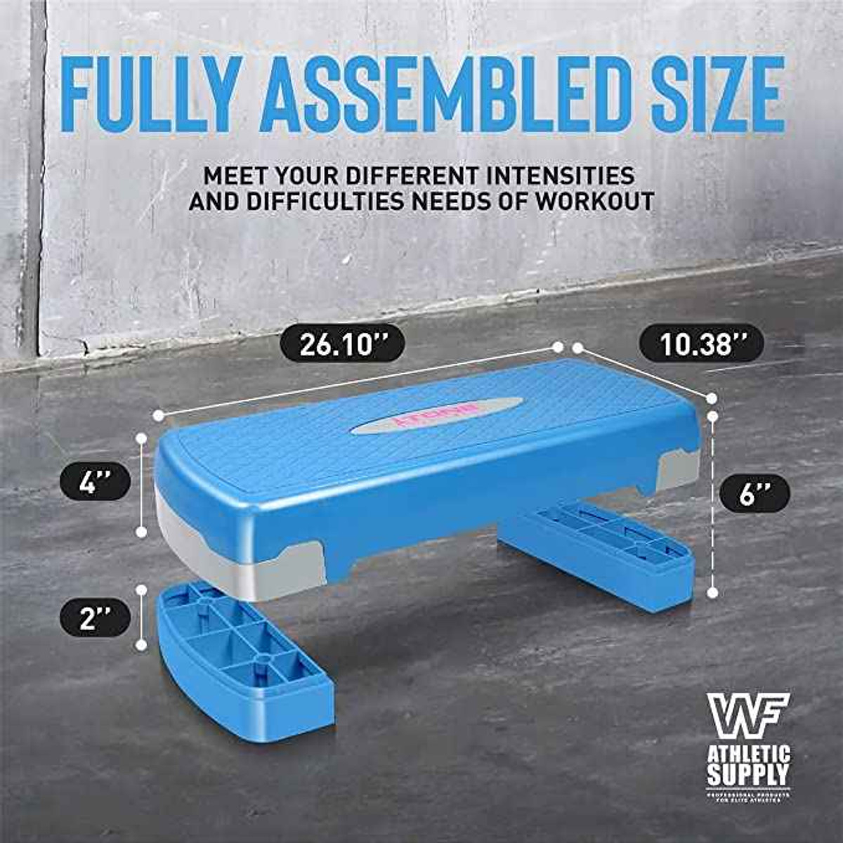 Aerobic Step Exercise Stepper with Risers, Adjustable from 4" to 6"