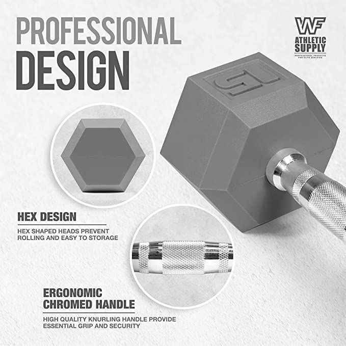 CAP Barbell Color Rubber Encased Hex Dumbbells with Contoured Chrome Handle, Full Body Workout & Strength Training, Weight Size Options - Sold in Pairs