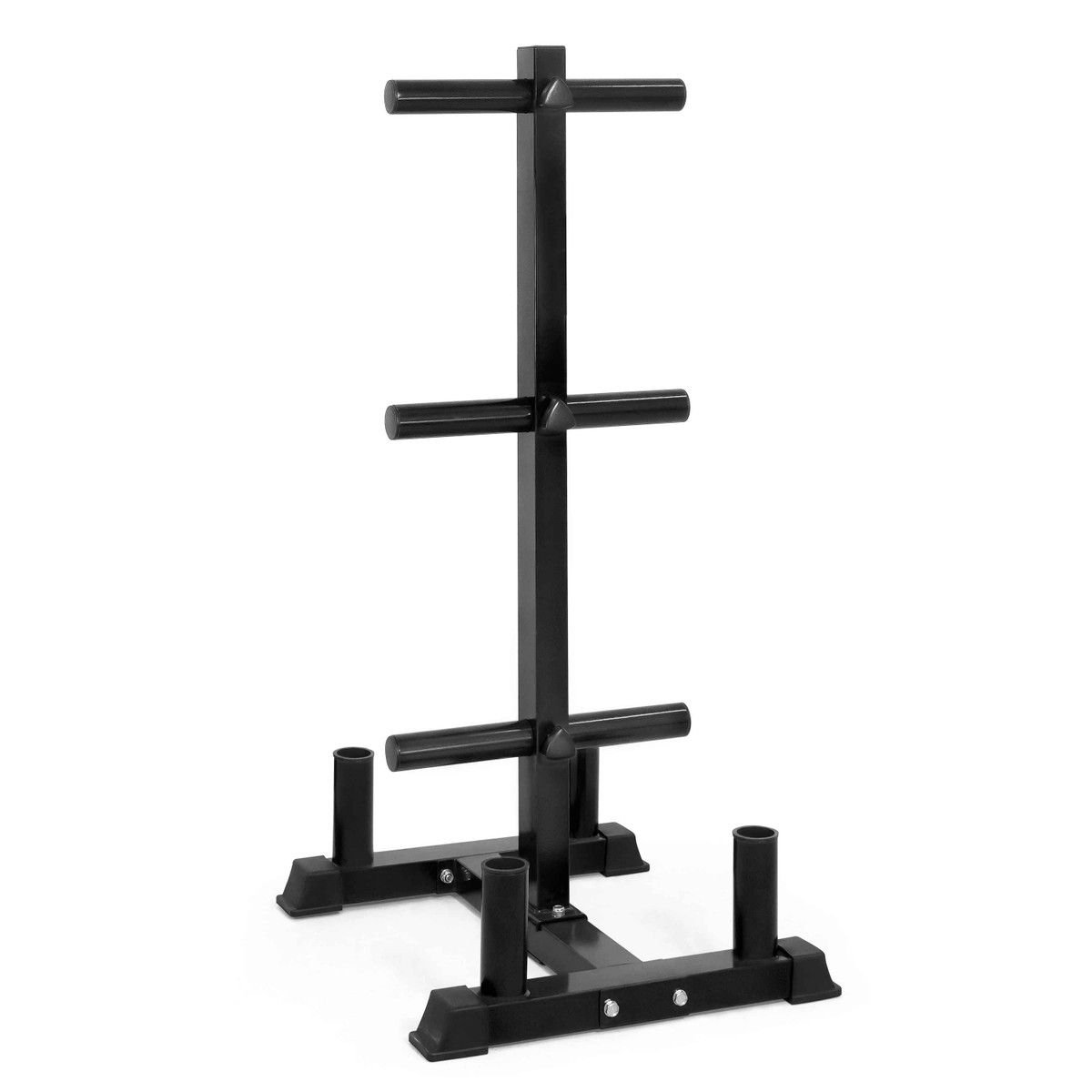 6 Posts Olympic Bumper Plate Storage Rack with 4 Barbell Holders for 2-Inch Bars