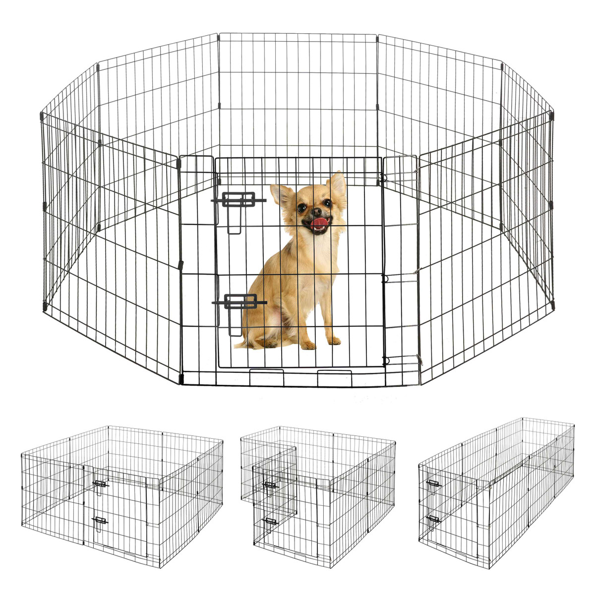 Foldable Outdoor/ Indoor Pet Playpen with Gate, Available in 24"/ 30"/ 36" Height Metal Portable Kennel
