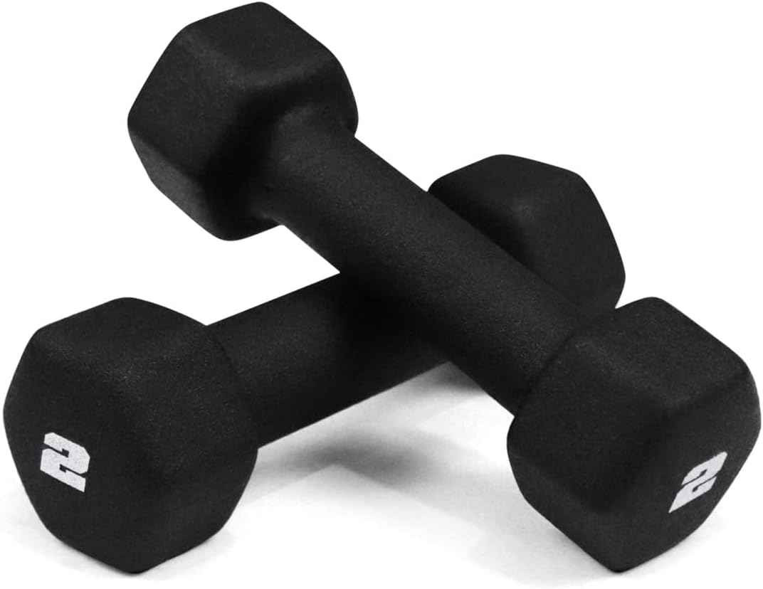 Black Neoprene Dumbbells wih Anti-slip Grip & Anti-roll Hexagon Shape, Sold by Pair