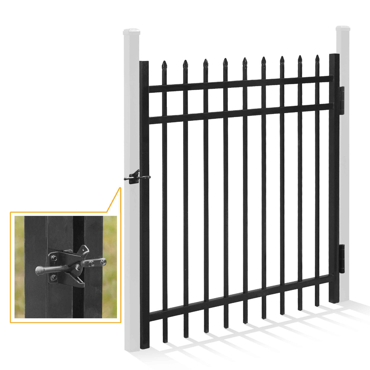 4FT Height X 4FT Width Heavy Duty Pinnacle Fence Gate with Lock Attachment, Multiple Options