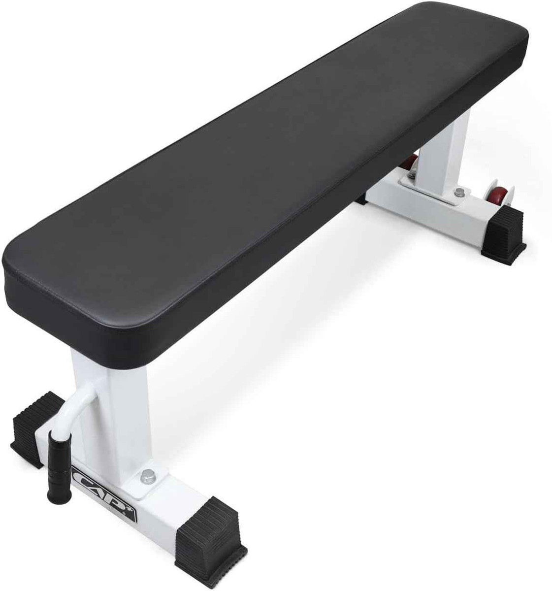 Commercial Grade Flat Weight Bench with Wheels, White