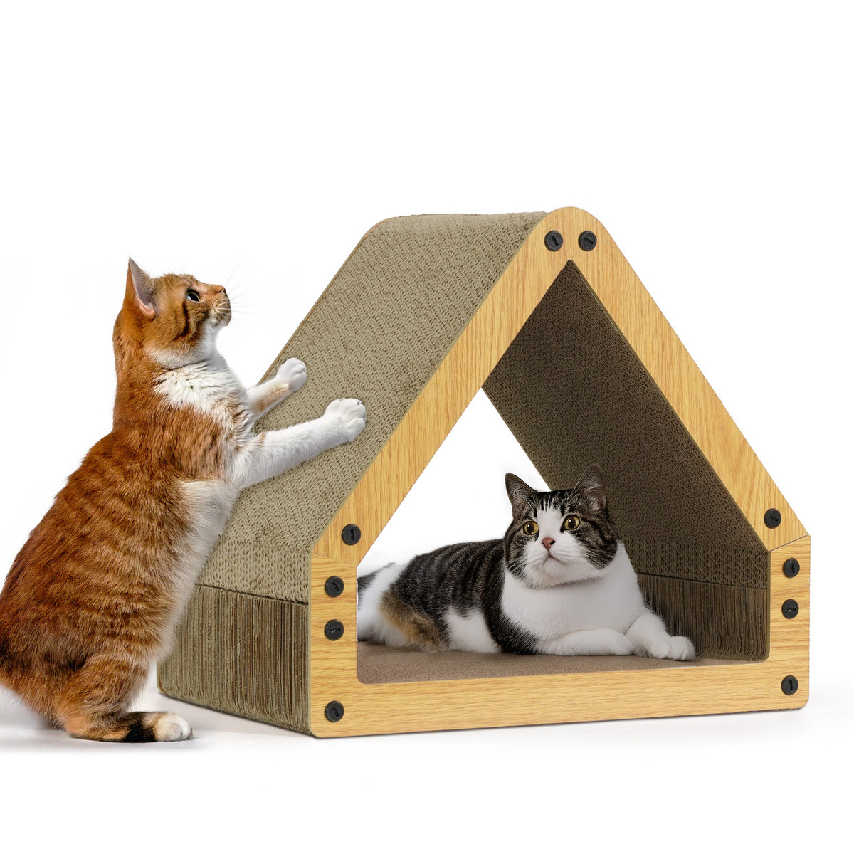 Cat Scratcher Lounger with Reversible Five-Layer Cardboard Design, House Style