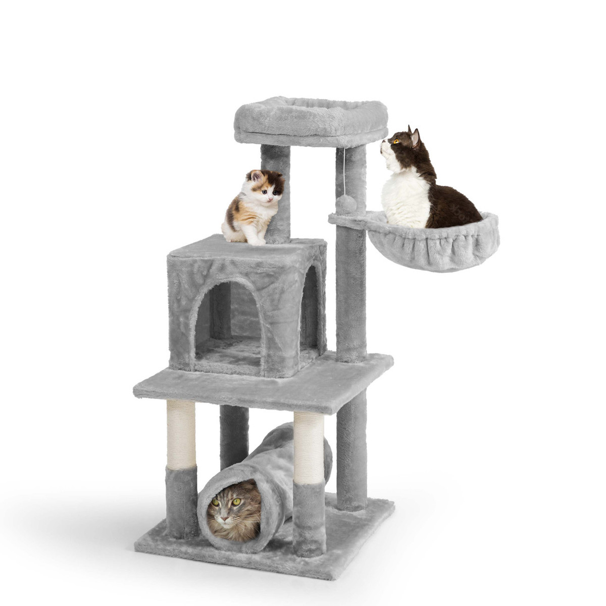 40" Multi-Level Cat Tree with Hammock, Condo, Tunnel & Platform 40" Multi-Level Cat Tree with Hammock, Condo, Tunnel & Platform