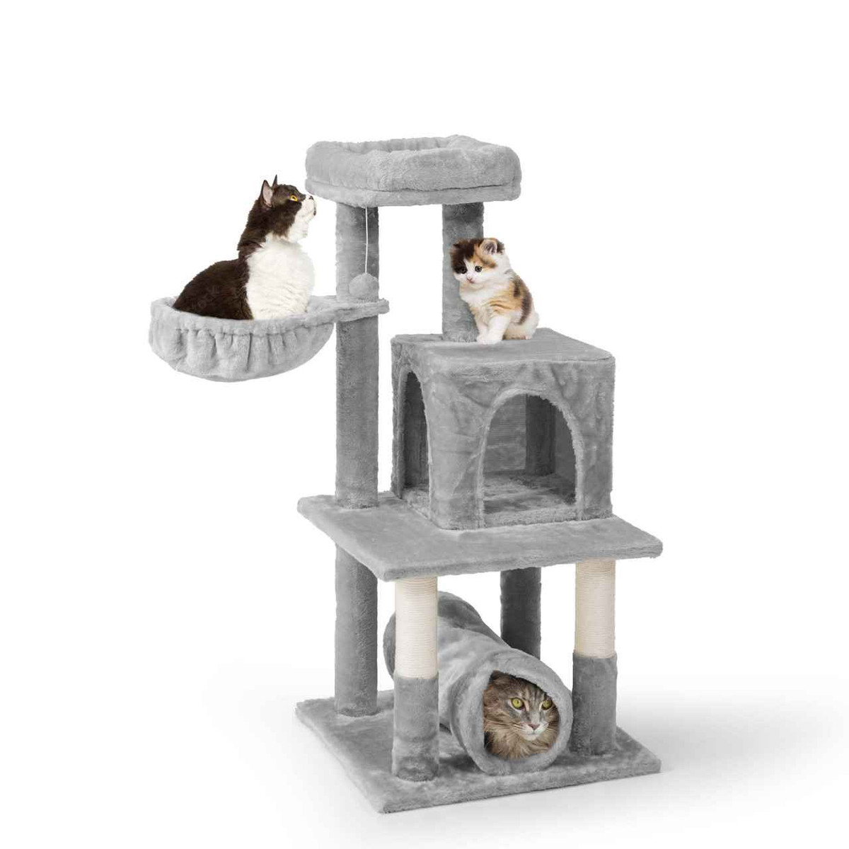 40" Multi-Level Cat Tree with Hammock, Condo, Tunnel & Platform