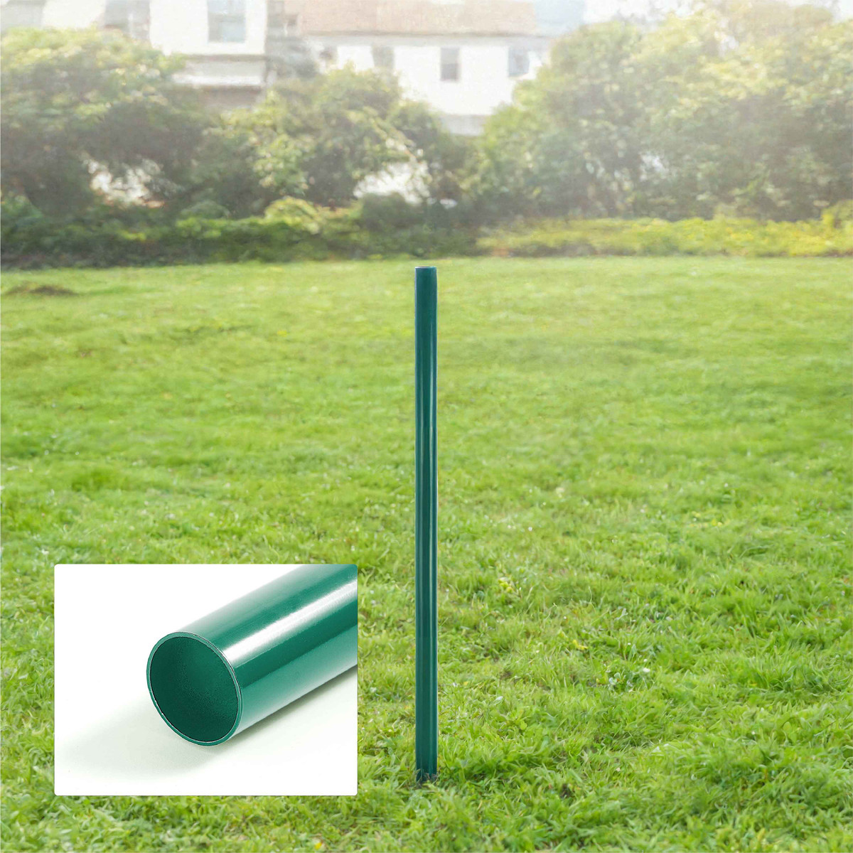 6/7/8 FT Green Chain Link Fence Terminal Post, Terminal Post with 2-3/8” Outside Diameter, Multi-options