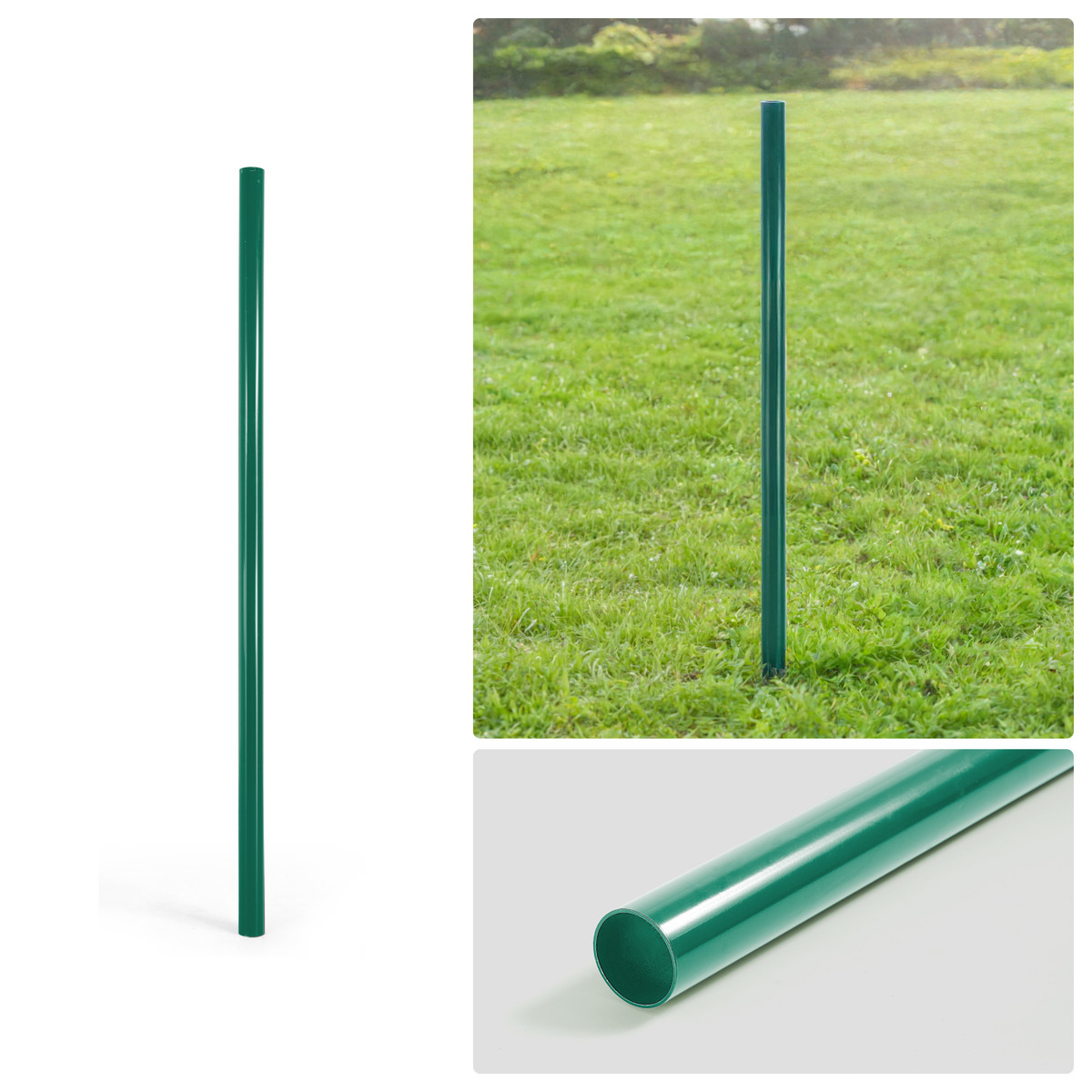 6/7/8 FT Green Chain Link Fence Terminal Post, Terminal Post with 2-3/8” Outside Diameter, Multi-options
