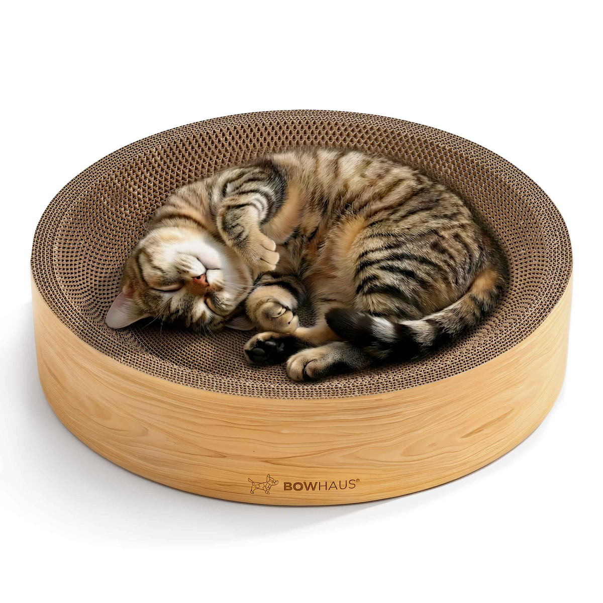 Round Cat Scratcher Bed, Reversible Cardboard Cat Scratch Bowl
