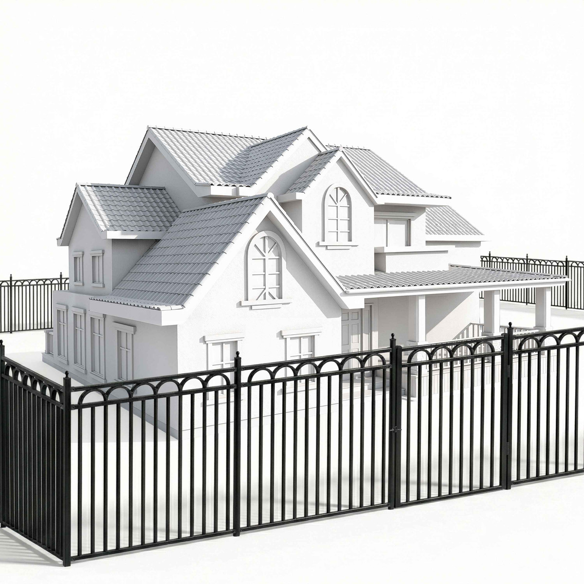 Heavy Duty Arc Fence Barrier Kit with 4FT Height X 5FT Width Panels, Arched Gate, Posts & Connectors, Multi-options