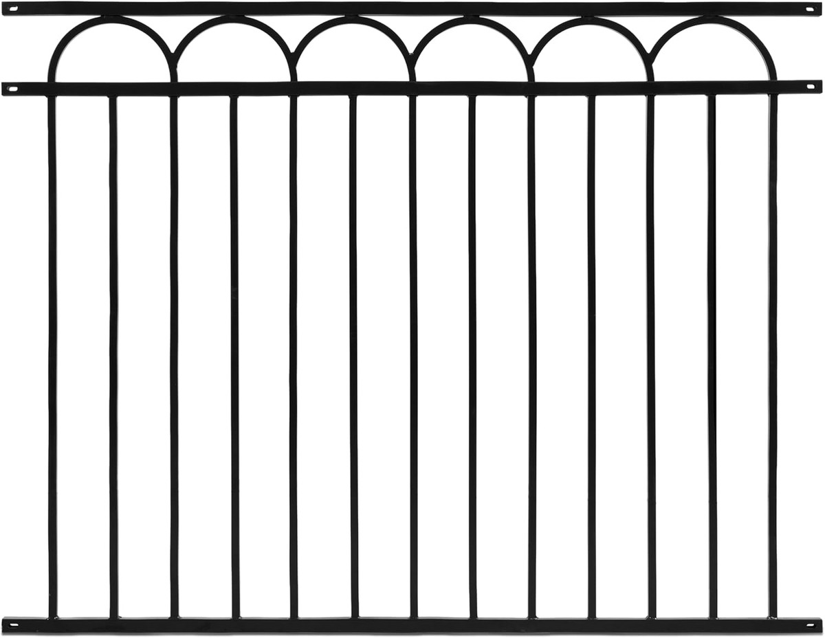 Heavy Duty Arc Fence Barrier Panel, 4FT Height X 5FT Width Anti-Rust Metal Fencing Panel