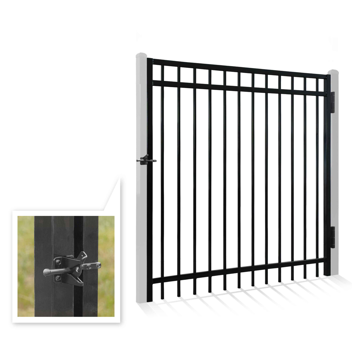 5FT Height X 5FT Width Heavy Duty Flat Top Fence Gate with Lock Attachment, Multiple Options
