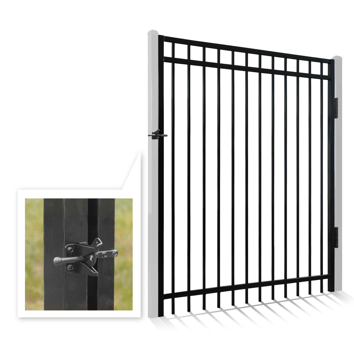 6FT Height X 5FT Width Heavy Duty Flat Top Fence Gate with Lock Attachment, Multiple Options