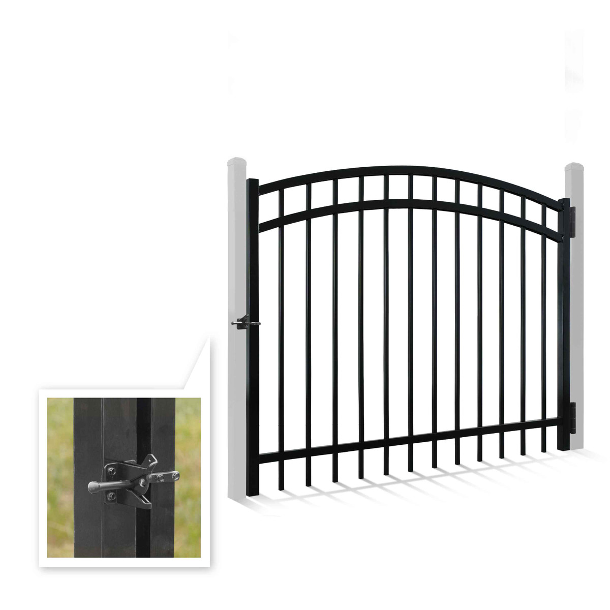 4FT Height X 5FT Width Heavy Duty Arched Decorative Fence Gate with Lock Attachment, Multiple Options