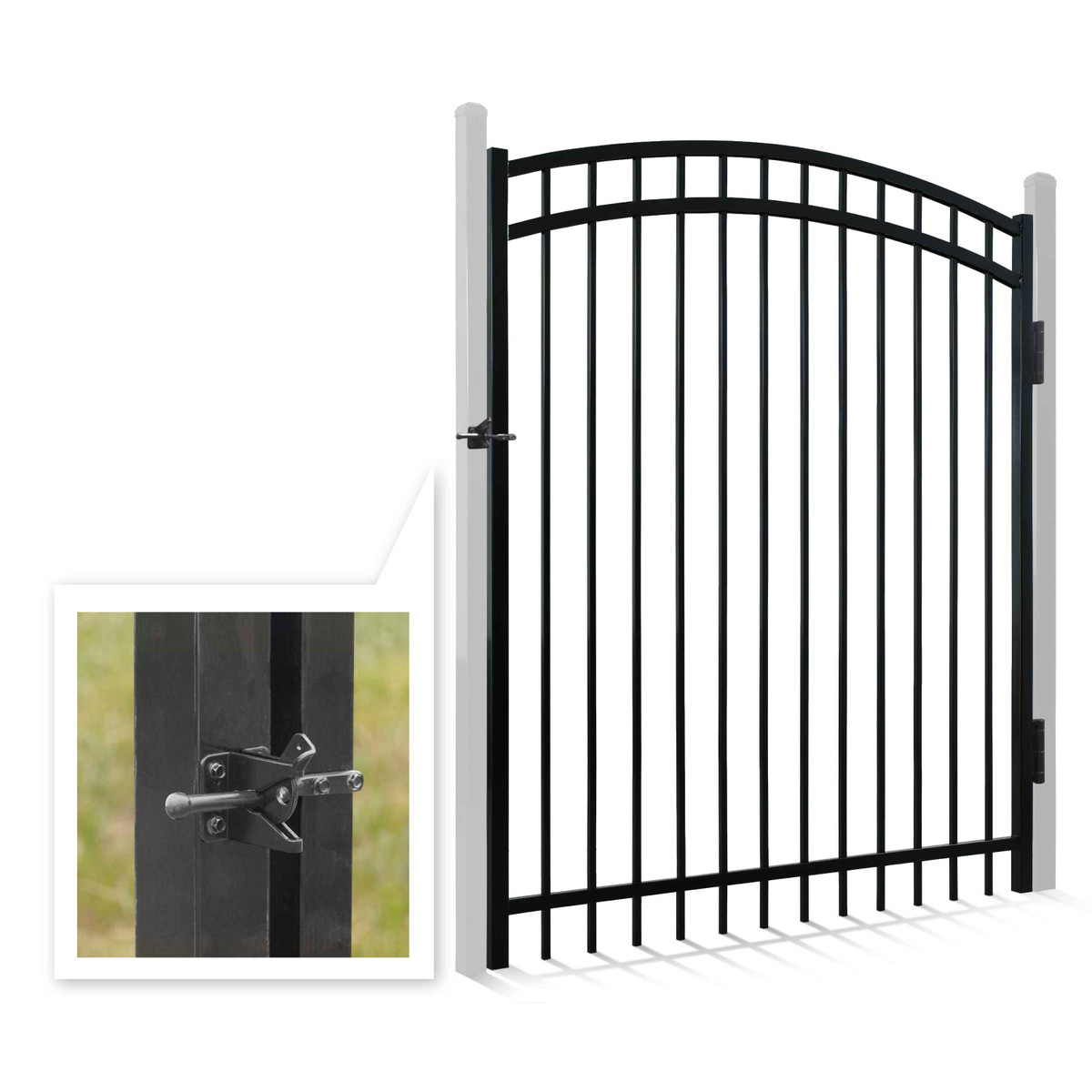 6FT Height X 5FT Width Heavy Duty Arched Decorative Fence Gate with Lock Attachment, Multiple Options