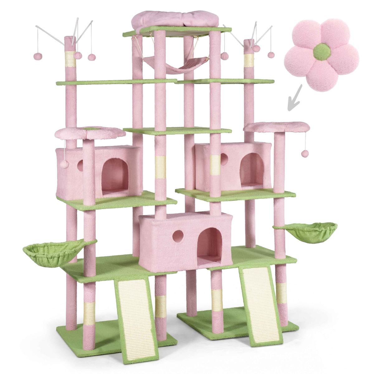 80-Inch Extra Large Flower Cat Tree w/Widened Perch for Large Cats