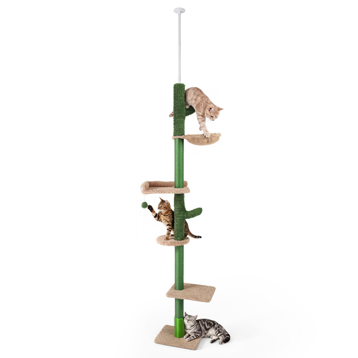  Adjustable Height 97”-115” Cactus Floor-to-Ceiling Cat Tree