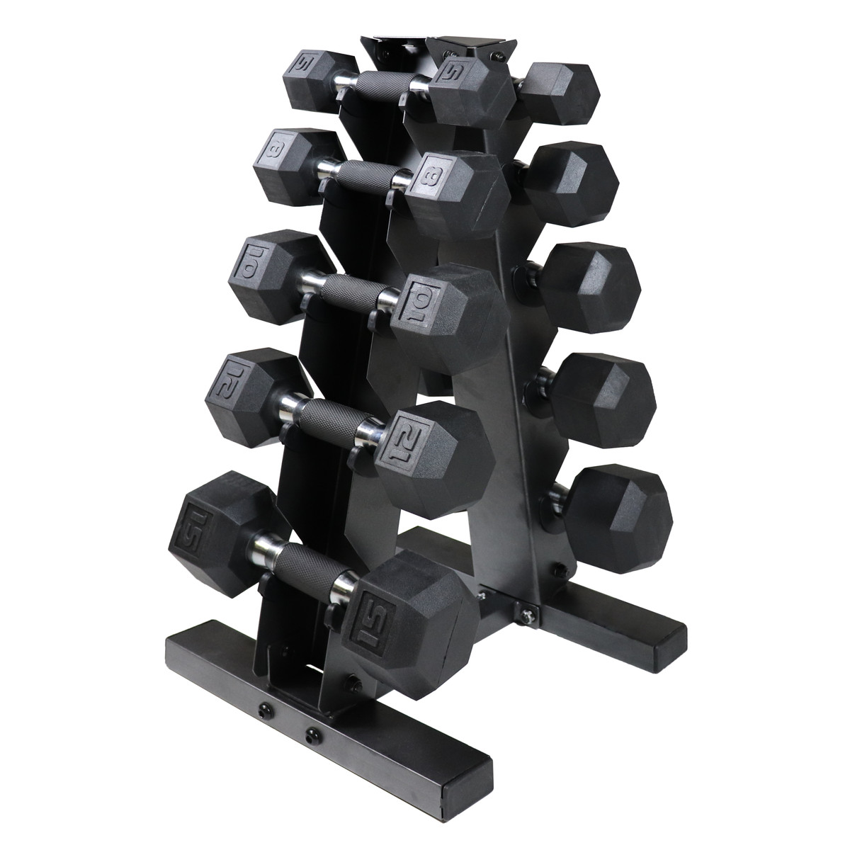 100(5, 8, 10, 12, 15 Pair) LB Rubber-Coated Hex Dumbbell Set with Non-Slip Grip Handles with 5-tier A-Frame Rack 100(5, 8, 10, 12, 15 Pair) LB Rubber-Coated Hex Dumbbell Set with Non-Slip Grip Handles with 5-tier A-Frame Rack